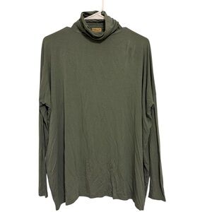 2/$30 PIKO 1988 Olive Green Bamboo Cowl Neck Long Sleeve Top Size Small